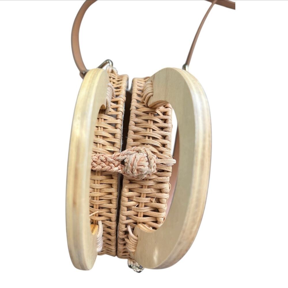 Zara round wicker basket crossbody purse coastal beachy cottagecore neutral - Picture 5 of 8